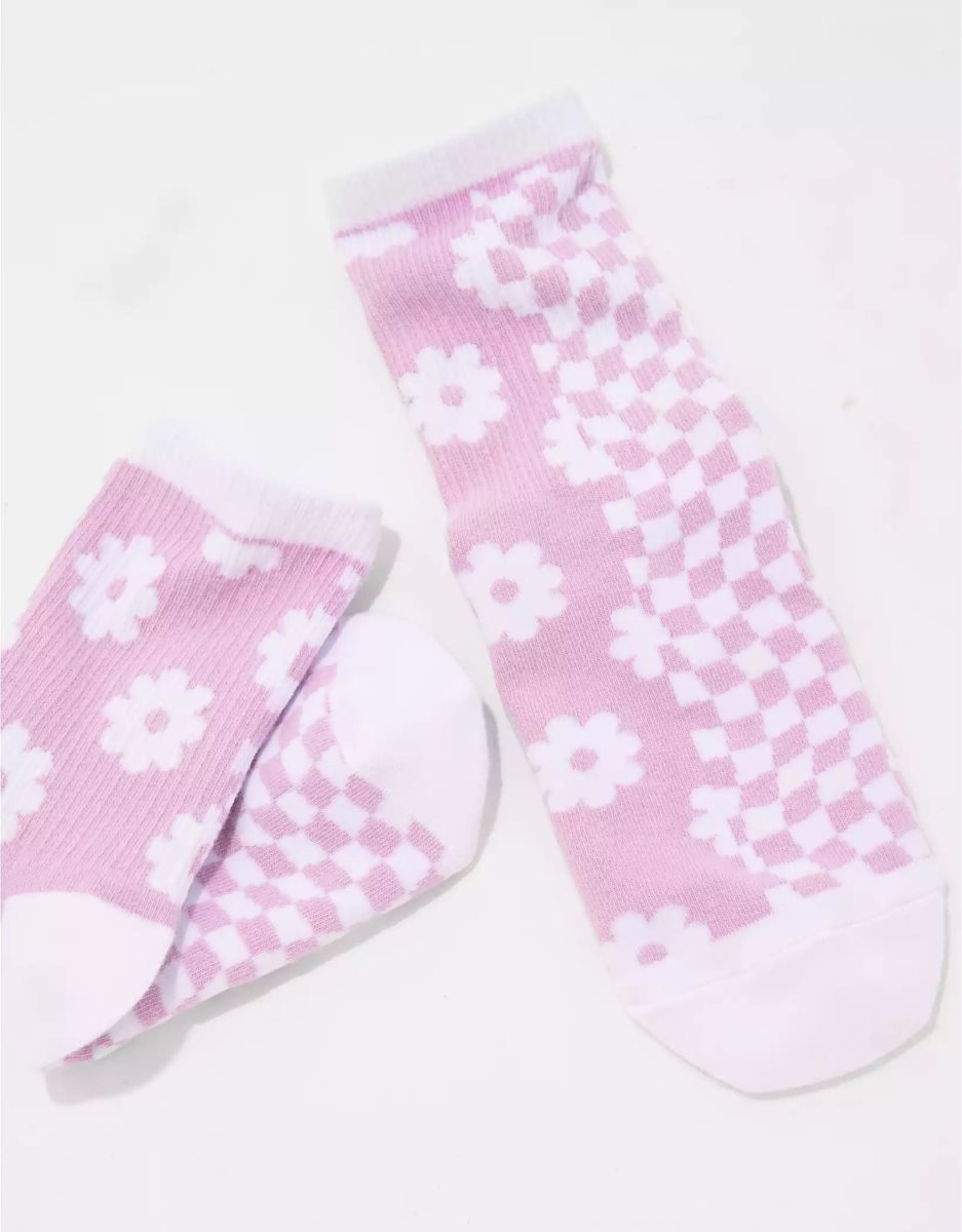 Chaussettes American Eagle AE Daisy Checkerboard '90s Crew Sock Multicolore Femme | FVG-11109845